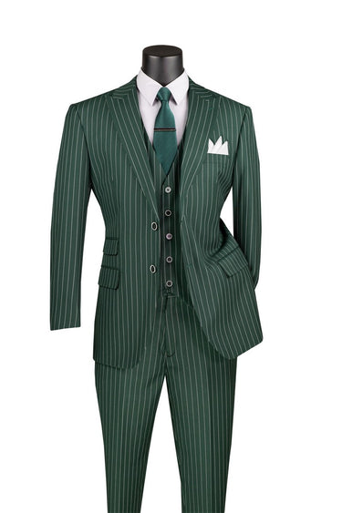Vinci Hunter Green Regular Fit 3 Piece Suit - V2RS-9