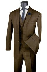 Vinci 3 Piece Regular Fit Suit in Taupe - V2RW-13
