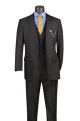 Vinci 3 Piece Regular Fit Suit in Black - V2TR