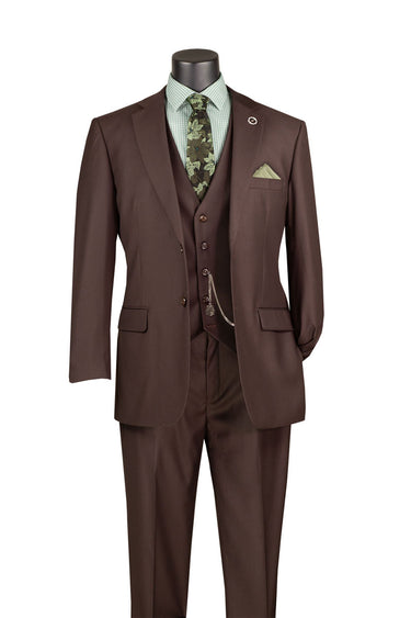 Vinci Brown Regular Fit 3 Piece Suit - V2TR