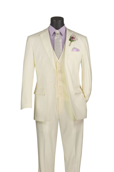 Vinci Ivory Regular Fit 3 Piece Suit - V2TR