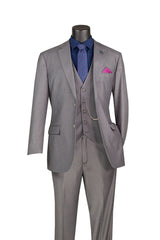Vinci 3 Piece Regular Fit Suit in Medium Gray - V2TR