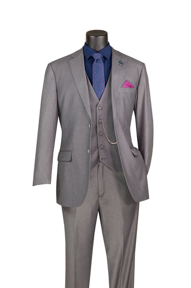 Vinci Medium Gray Regular Fit 3 Piece Suit - V2TR