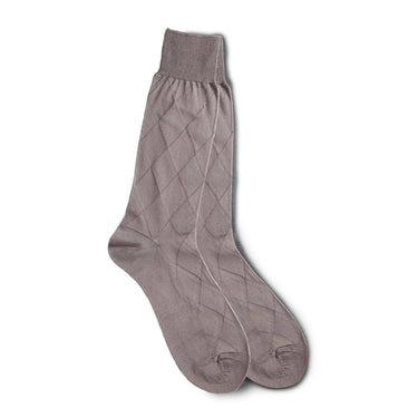 Vannucci Diamond Pattern Dress Socks Mercerized Cotton, Mid-Calf Length in Espresso #color_ Espresso