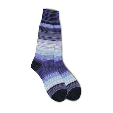 Vannucci Striped Dress Socks Mercerized Cotton, Mid-Calf Length in Navy #color_ Navy