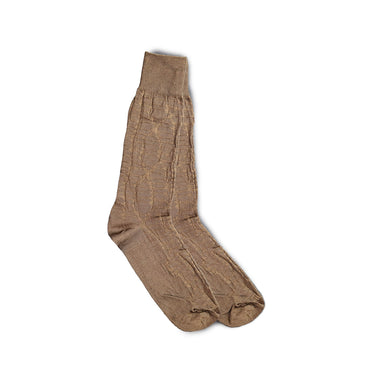 Vannucci Imperial Croco Dress Socks Mid-Calf Length in Cognac #color_ Cognac