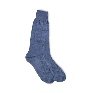 Vannucci Imperial Croco Dress Socks Mid-Calf Length in Navy