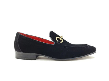Carrucci Shoes Velvet Buckle Loafer Black Formal