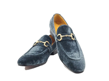 Carrucci Shoes Velvet Buckle Loafer Black Formal in Charcoal