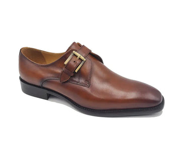 Carrucci Shoes Single Monk Strap Brown Leather Loafer