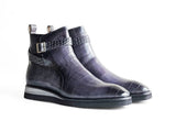 Vesper Cross Strap Buckle Boot in Gray