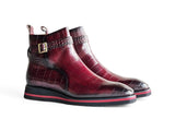 Vesper Cross Strap Buckle Boot in Burgundy