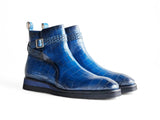 Vesper Cross Strap Buckle Boot in Navy