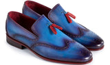Paul Parkman Men's Wingtip Leather Tassel Loafers in Blue