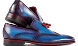 Paul Parkman Men's Wingtip Leather Tassel Loafers in Blue