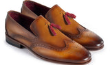 Paul Parkman Men's Wingtip Leather Tassel Loafers in Brown