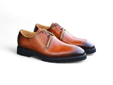 Carrucci Shoes Whole Cut Derby Lug Sole Dress Shoe in Cognac