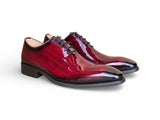 Carrucci Shoes Wholecut Patent Leather Oxford in Burgundy