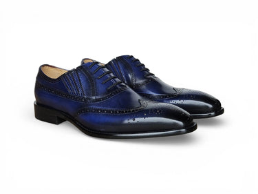 Carrucci Shoes Wingtip Slip-on Oxford Dress Shoe in Navy