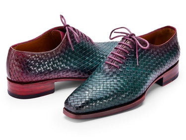 Paul Parkman Men's Woven Leather Oxfords in Green & Purple