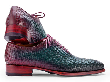 Paul Parkman Men's Woven Leather Oxfords in Green & Purple