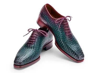 Paul Parkman Men's Woven Leather Oxfords in Green & Purple