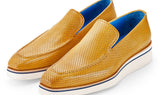 Paul Parkman Men's Smart Casual Perforated Leather Loafers in Beige
