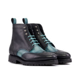 DapperFam Valiant in Black / Turquoise Military Brogue