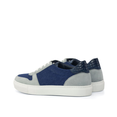 DapperFam Selvara in Jeans / Light Grey / Navy Sartorial, Kid Suede and Painted Croco