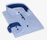 Ralph// Cotton Knit-Stretch Button-Up Shirt With Contrast Details // Blue // Tailored Fit (Fitted)