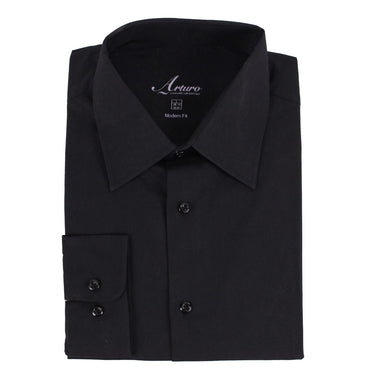 Modern Fit Dress Shirt in Black in Black