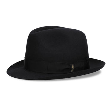Borsalino Damiano Marengo in Black Felt Fedora Made in Italy in Black