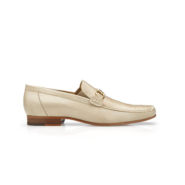 Belvedere Bruno in Cream Genuine Ostrich Leg and Italian Calf Loafers in Cream