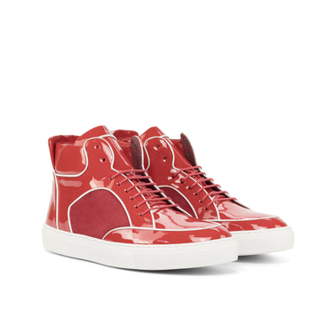 DapperFam Dante in Red / Red Patent Kid Suede