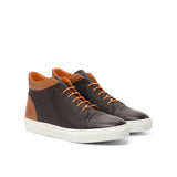 DapperFam Cassian in Nailhead / Black / Cognac High Top