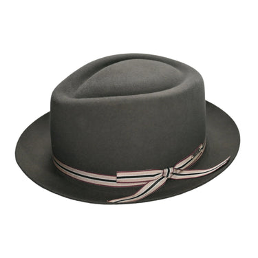 Fernandez y Roche Irving in Grey Diamond Crown Wool Fedora Made in Spain in Grey