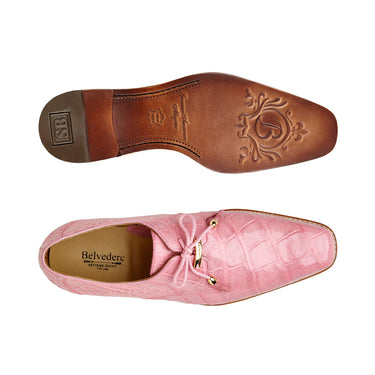 Belvedere Lago in Rose Pink Genuine Alligator Oxfords