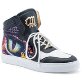 Mauri 8466/1 Vision Nappa / Fabric / Time Leather High-Top Sneaker (MA5681) - Black/White/White/Black