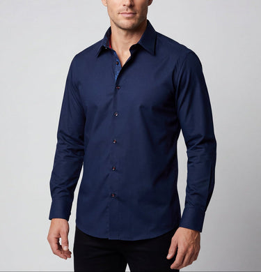 Geo Button-Up Shirt With Contrast Details // Navy // Contemporary Fit (Regular)