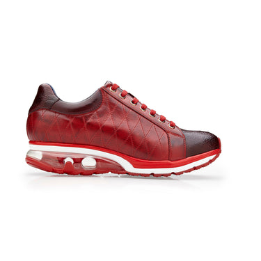 Belvedere Sacco in Burgundy / Antique Cherry Ostrich Leg Sneakers in Burgundy Cherry