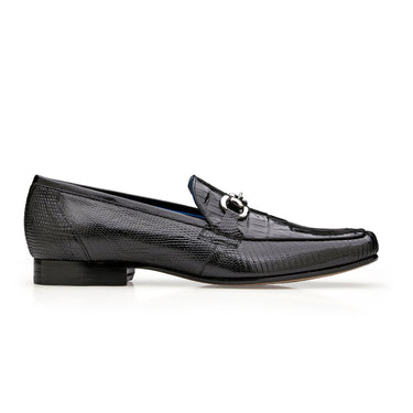 Belvedere Udine in Black Genuine Caiman Crocodile and Lizard Loafers in Black