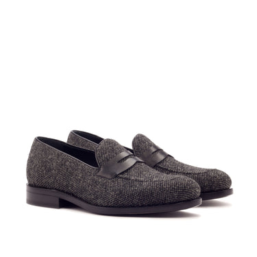 DapperFam Luciano in Nailhead / Black Men's Sartorial & Italian Leather Loafer in Nailhead / Black