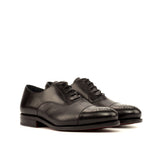 DapperFam Rafael in Black Men's Italian Leather & Italian Pebble Grain Leather Oxford in Black