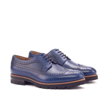 DapperFam Zephyr in Navy Men's Italian Leather Longwing Blucher in Navy