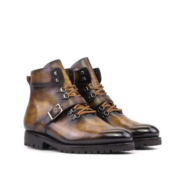 DapperFam Everest in Tobacco Men's Hand-Painted Patina Hiking Boot in Tobacco