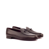 DapperFam Marcello in Brown / Dark Brown Men's Italian Pebble Grain Leather Belgian Slipper
