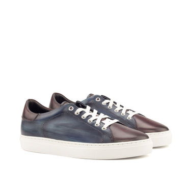 DapperFam Rivale in Navy / Dark Brown Men's Italian Leather Trainer in Navy / Dark Brown