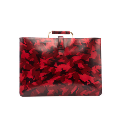 DapperFam Luxe Men's Satchel in Burgundy Camo Patina