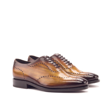 DapperFam Giuliano in Cognac Men's Hand-Painted Patina Whole Cut in Cognac