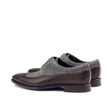 DapperFam Zephyr in Dark Brown / Herringbone / Grey Men's Sartorial & Italian Leather Longwing Blucher